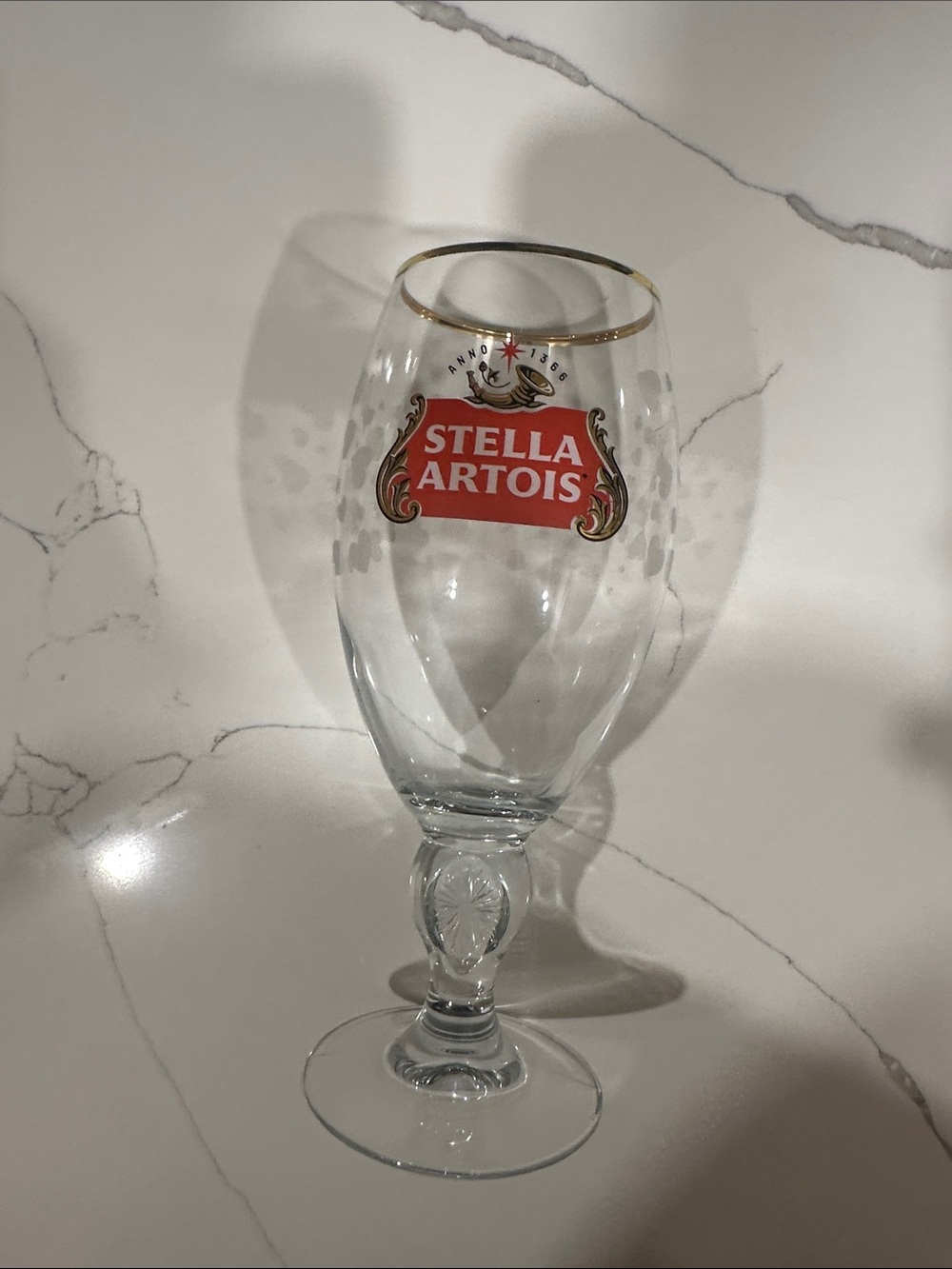 Stella Artois Gold-Rim Chalice Glass - Clear
